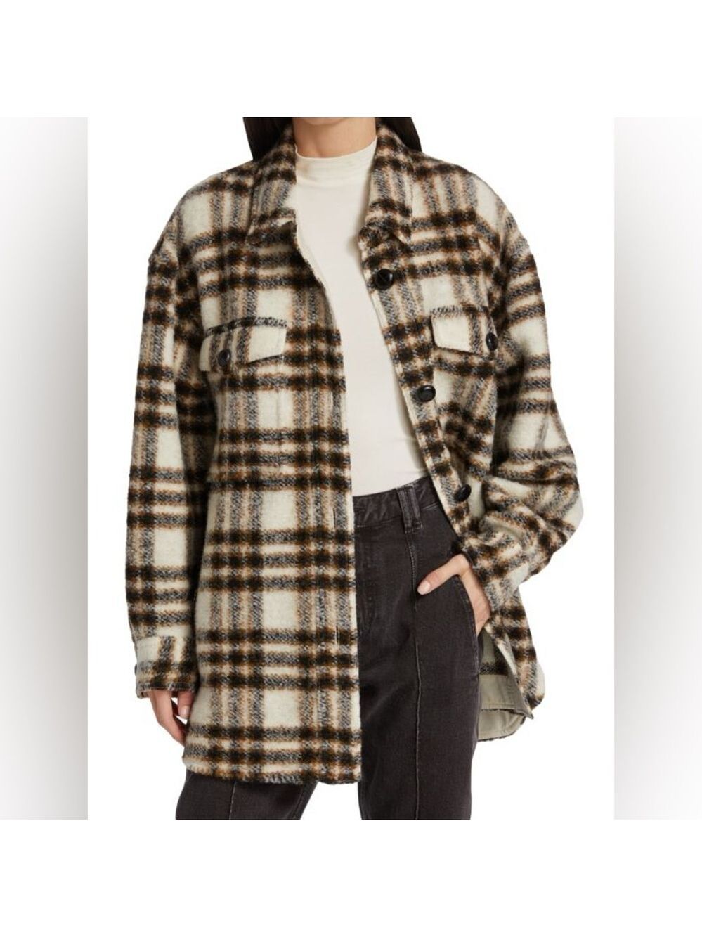 Isabel Etoile Marant Harveli Plaid Wool Short Coat Sz-38/6